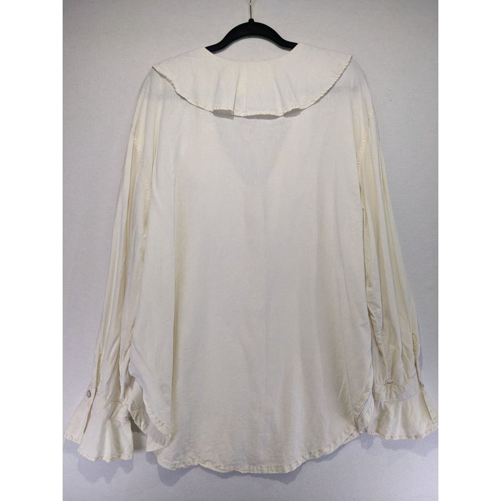 We The Free Long Sleeve Blouse Womens XL Ivory Cottagecore Peasant Linen Pirate